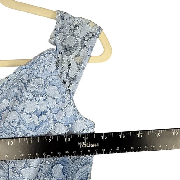 Davids Bridal Formal Gown Womens 2 Light Blue Off Shoulder Slit Lace‎ Prom Dress - Picture 10 of 15